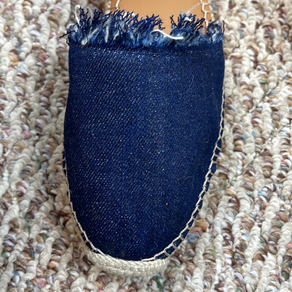 See By Chloe Navy Denim and Tan Espadrille Ankle-Strap Flats - Picture 9 of 11